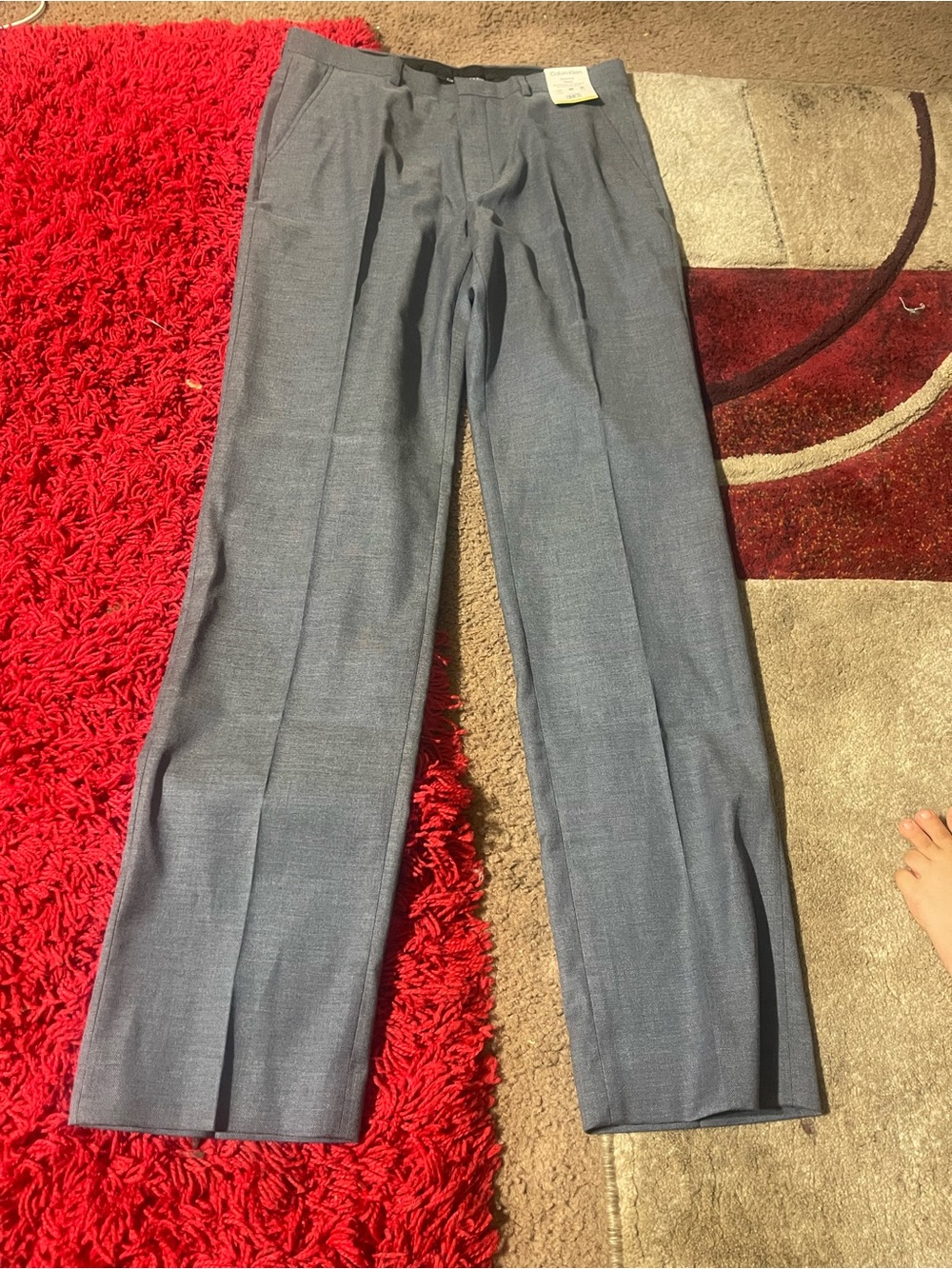 Calvin Klein Men’s Pleated Dress Pants in Steel Gray